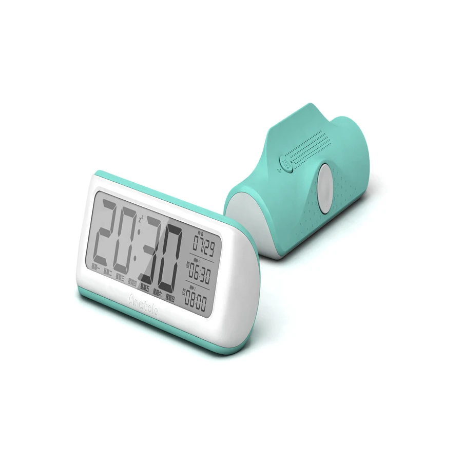 Modern Plastic Geometric Design Smart LCD Clock,with Alarm Music, Backlight and Snooze Function