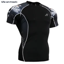 Мужские спортивные майки для бега, с принтом волка, компрессионный базовый слой, топы,, с короткими рукавами, Fahradbekleidung, одежда для горного велосипеда