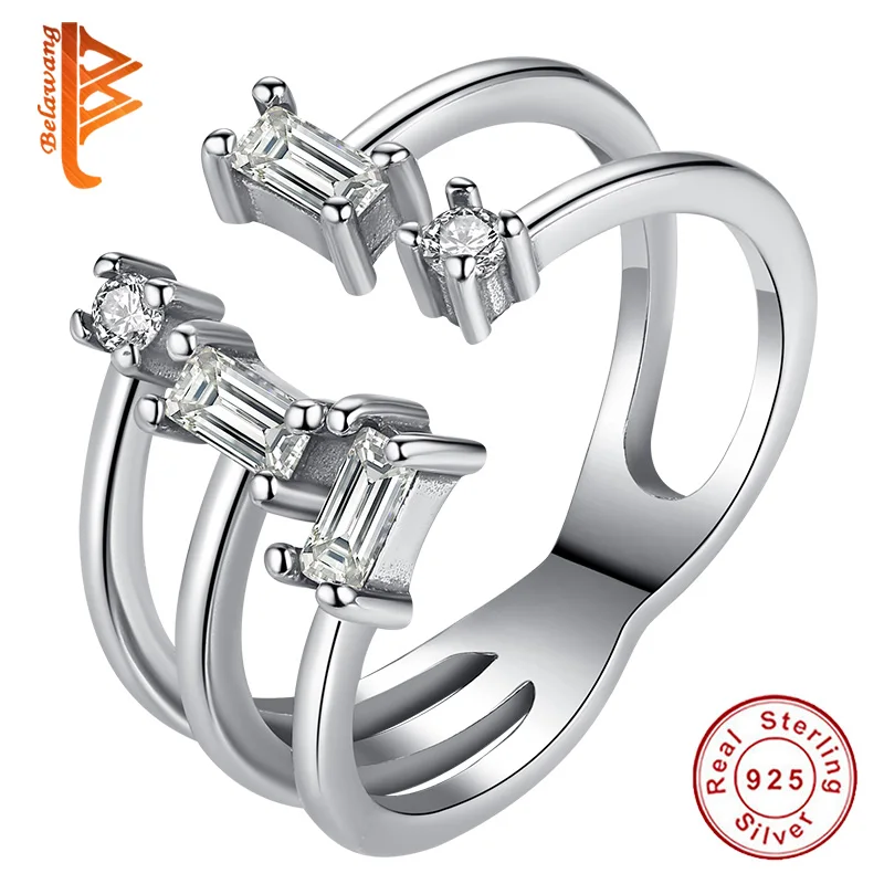 

Wholesale price NEW 925 Sterling Silver Ring Irregular Crystal Opening Finger Ring Female Silver Wedding Jewelry For Women