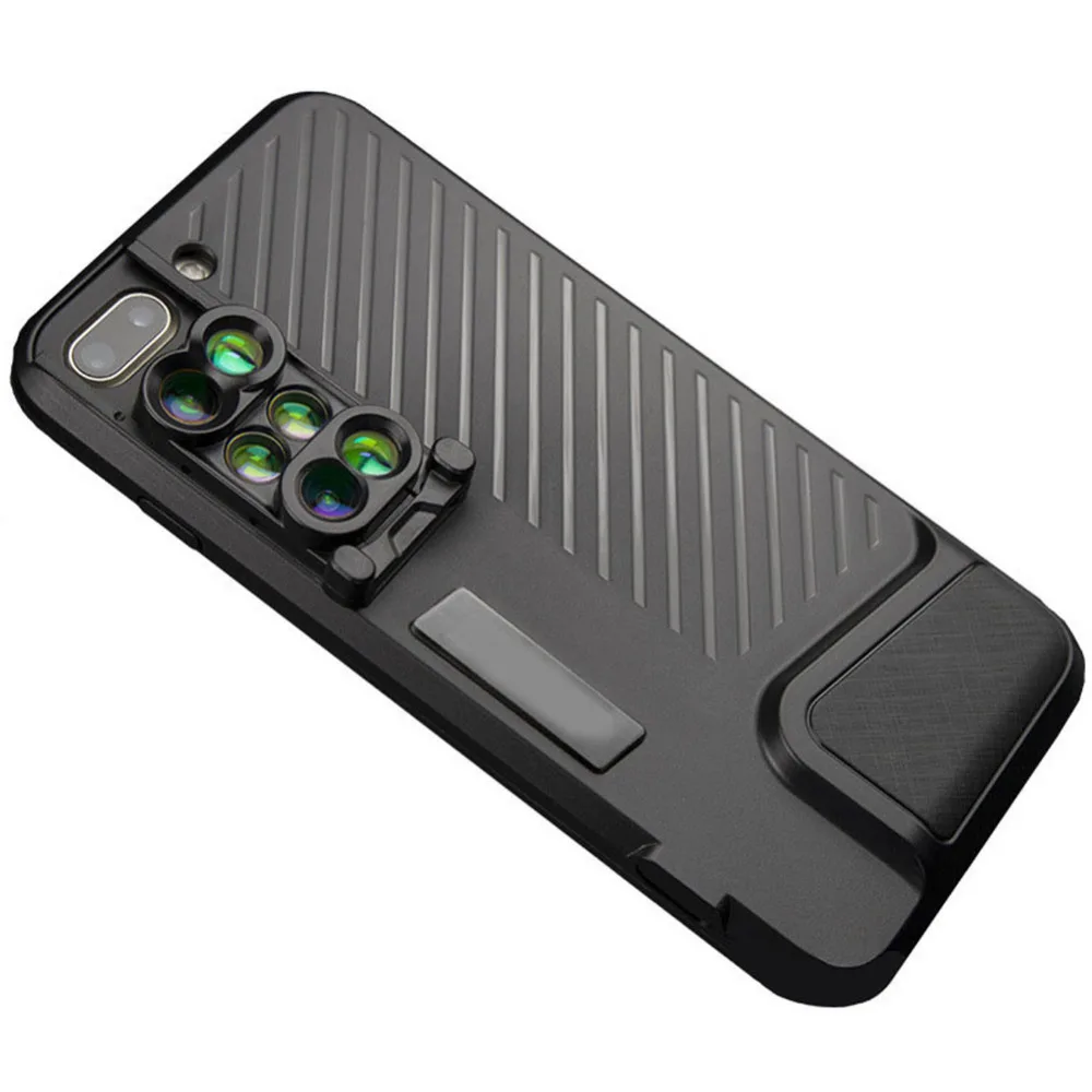 

New 4 in 1 Wide Angle Macro Fisheye Telephoto Lens with Phone Case Camera Mobile Phone Lenses For iphone 7 Plus / iphone 8 Plus