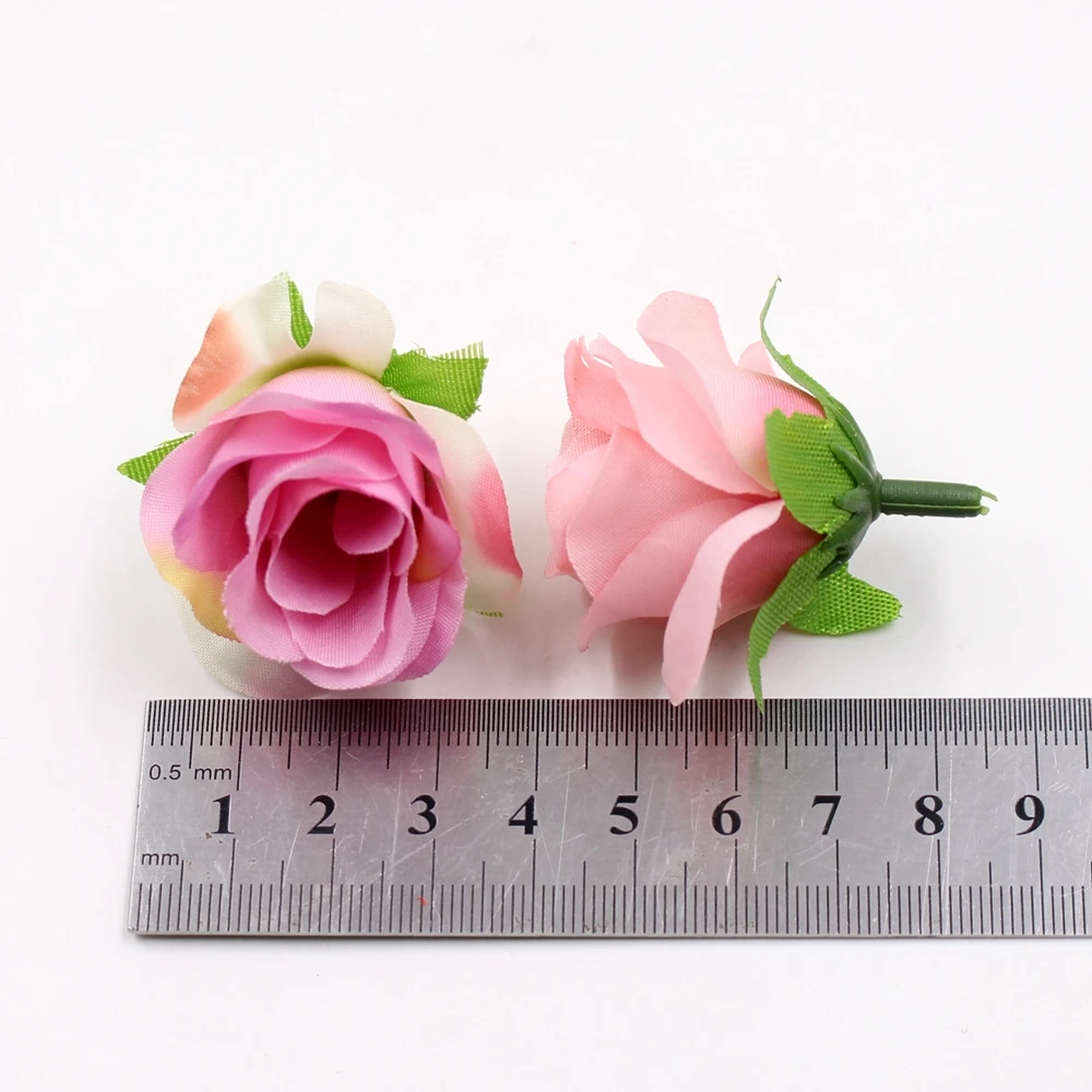 100pcs 3.5cm Artificial Flower High Quality Silk Fascination Rose Flower Wedding Rosa Rosa DIY Gift Handrail Handmade Flower