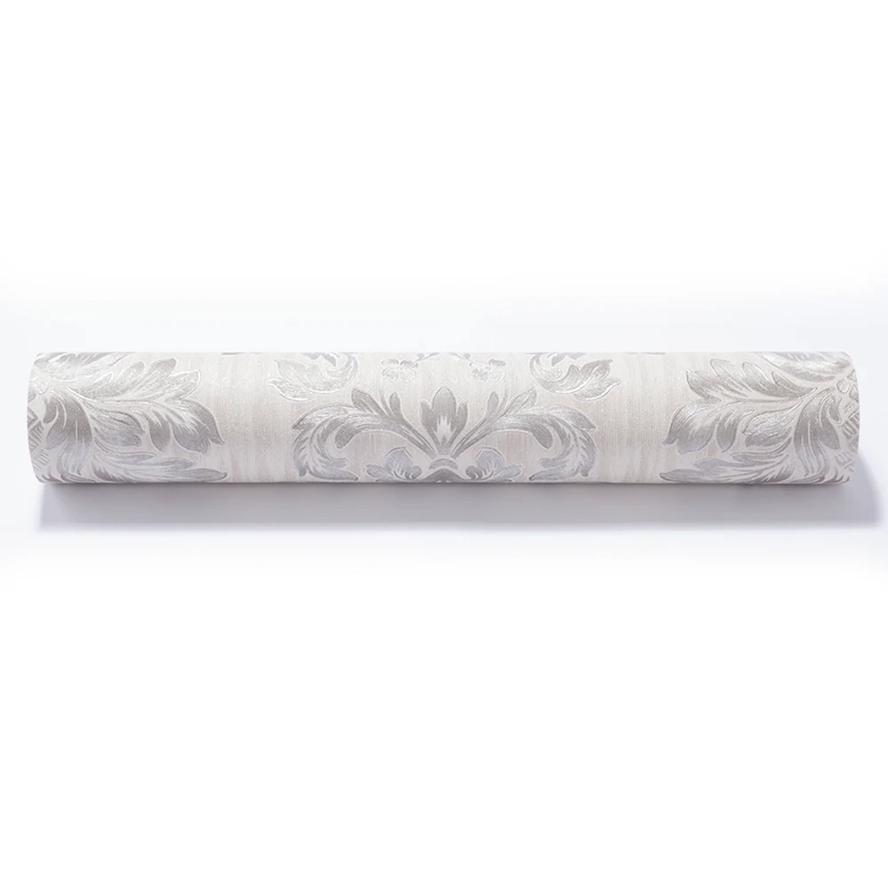 Toko Online HANMERO Perak Warna Putih Damask Wallpaper Dekorasi
