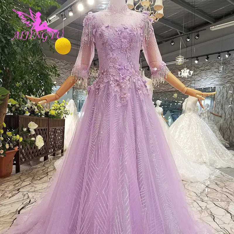 

AIJINGYU Alternative Wedding Dresses Gown Design 2019 Fashion Lace Bridal For Sale Gown Tule Wedding Simple Dress