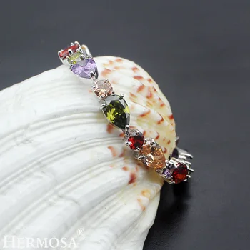 

Hermosa Jewelry MorganiteTopaz Peridot Garnet Silver Color Bracelets 7" 18cm