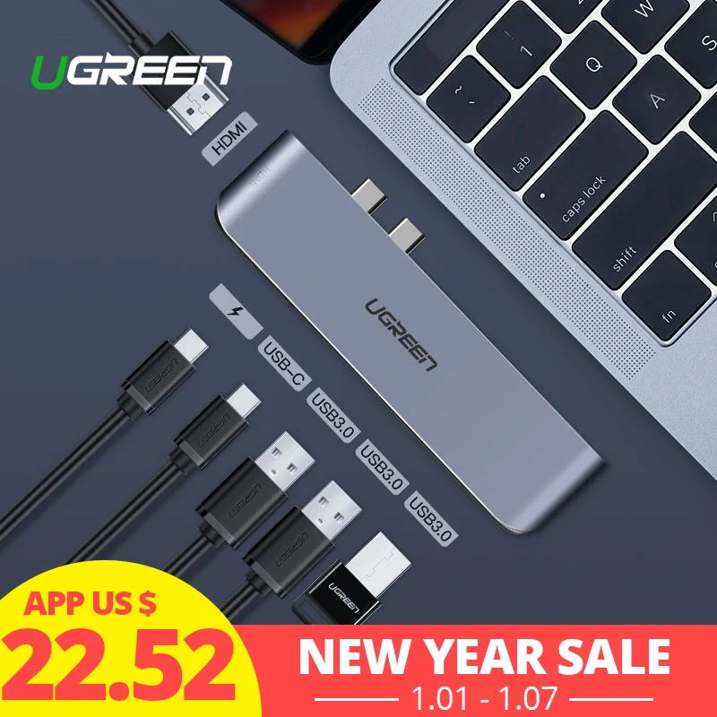 

Ugreen USB C HUB Dual Type C to Multi USB 3.0 HDMI for MacBook Pro Adapter Thunderbolt 3 Dock USB-C 3.1 Splitter Port USB-C HUB