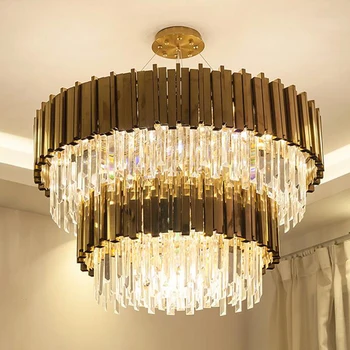 

luxury design 2 layers crystals chandelier modern gold hanglamp AC110V 220V chandelier living room lights hotel chandelier