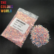 TCI32 Радужный перламутровый кораллово-розовый цвет Шестигранная форма для ногтей блестки для украшения ногтей гель для макияжа DIY Украшение для чашки