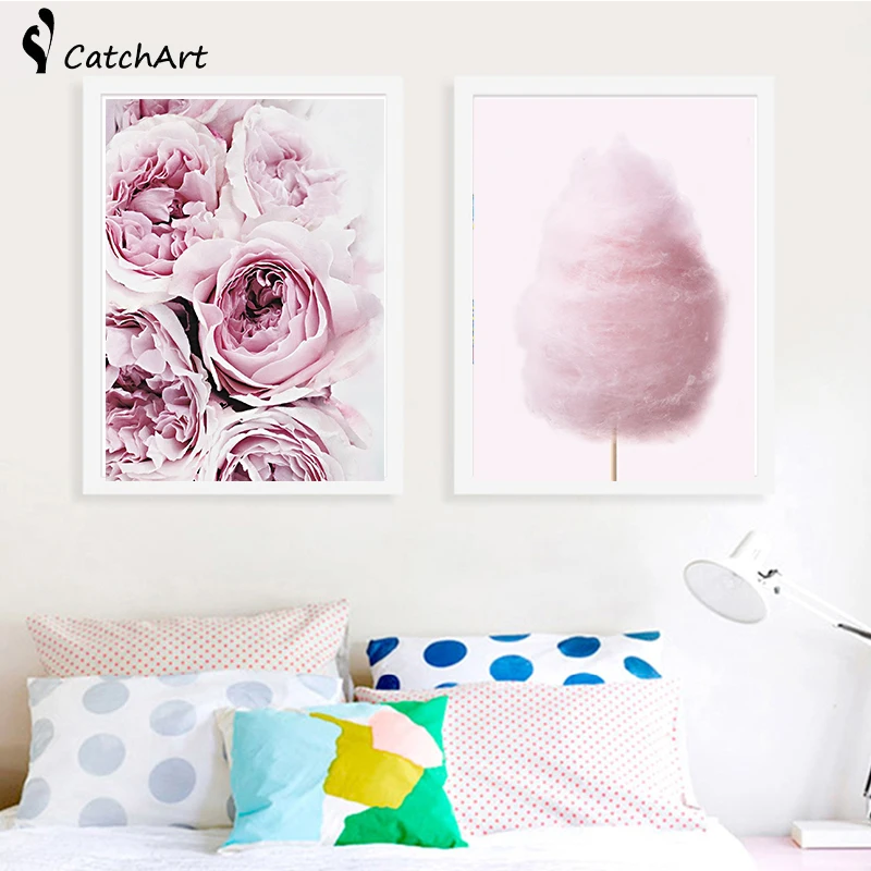 

Pink Floral Peony Scandi Canvas Painting Wall Art Picture , Flower Photography Poster Canvas Print Scandinavian Art Wall Decor