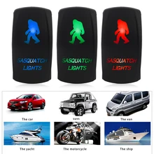 Waterproof 5 Pin Laser Rocker Toggle Switch SASQUATCH LIGHTS 20A 12V On/off LED Light Blue Green Red