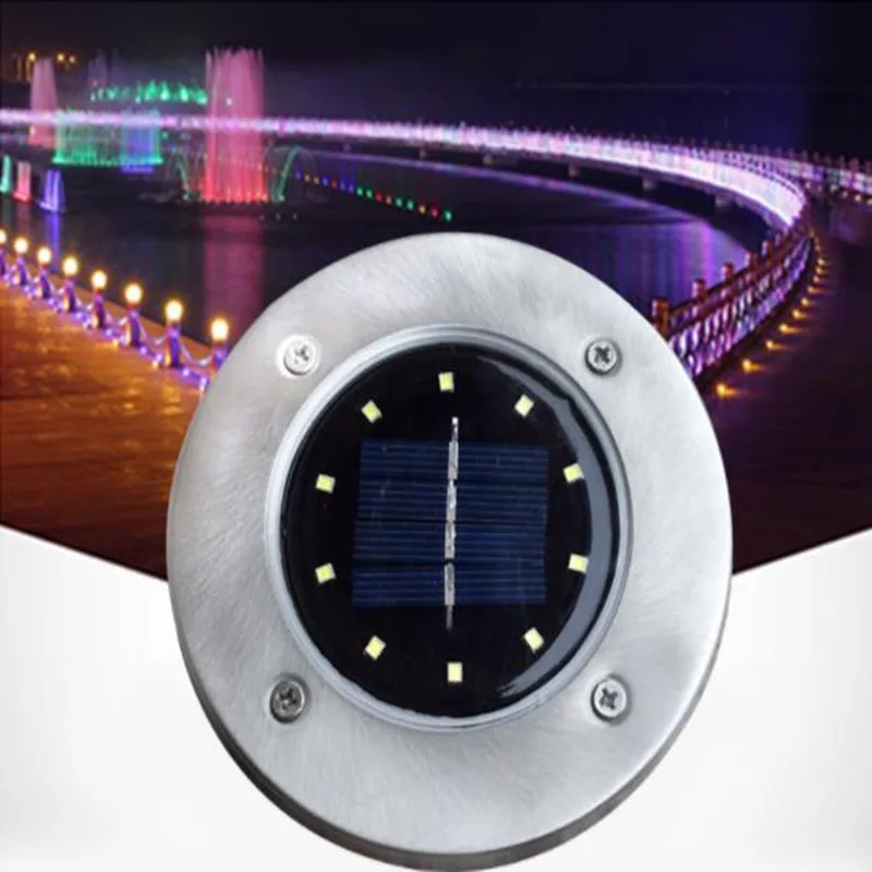 Солнечные дисковые огни 8/12 светодиодный фонари на солнечных батарейках для освещения тропинки наружная Водонепроницаемая подсветка для сада для двора палубы лужайки патио