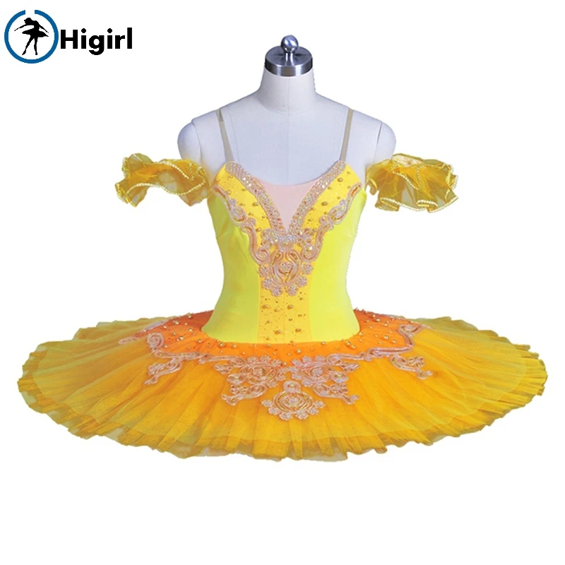 Yellow professional tutu for girls pancake performance orange Ballerina Competition Professional Ballet Stage Costum BT8965A