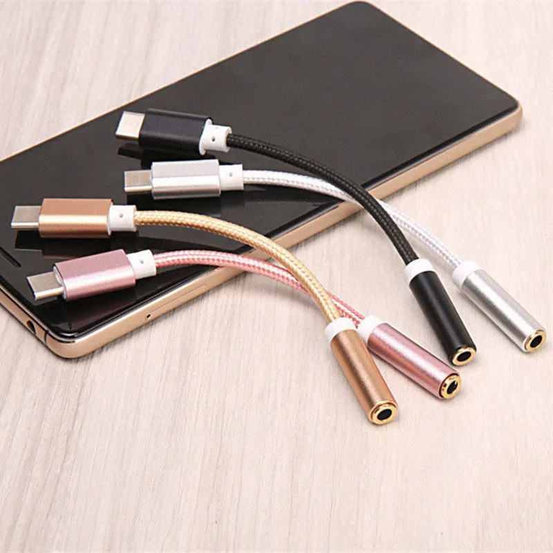 USB Type C To 3.5MM Earphone Cable USB-C Male 3.5MM AUX Audio Jack Adapter Type-C 3.5 Converter For Earphone Xiaomi Letv2 Phone