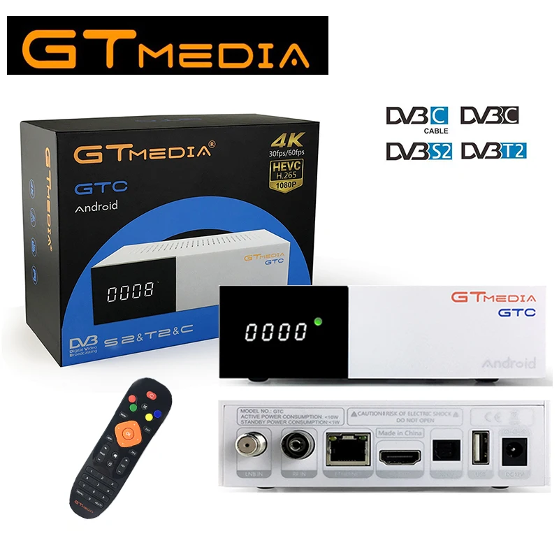 

GT MEDIA FREE SAT GTC Android 6.0 TV BOX DVB-S2/T2/Cable/ISDBT Amlogic S905D 2GB RAM 16GB ROM Freesat gtmedia Satellite TV