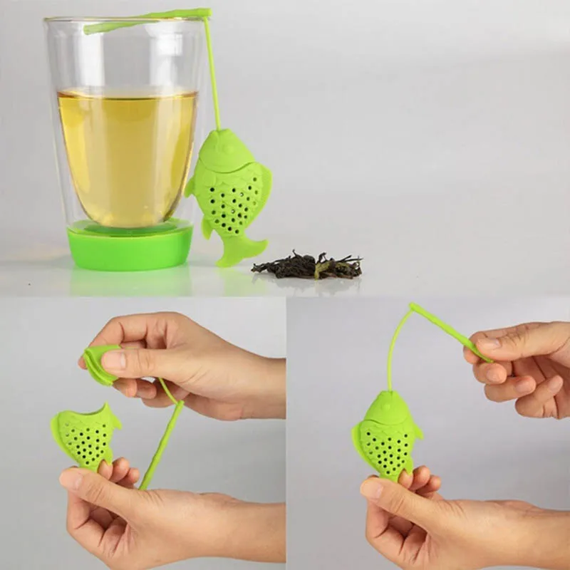 Персональная мультяшная рыбка чайная ложка-ситечко нетоксичный силиконовый чайник аксессуар устройство для приготовления чая