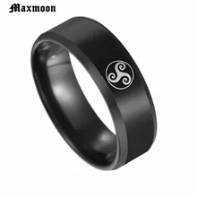 Maxmoon черный подростковый логотип Волк титановое стальное кольцо Мужские кинофанаты мужские тонкие кольца ювелирный подарок
