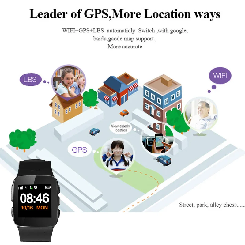  2019 ältere Smart Uhr Anti-verloren SOS Wifi GPS LBS Tracking Sim Karte Wasserdichte Smartwatch Gps