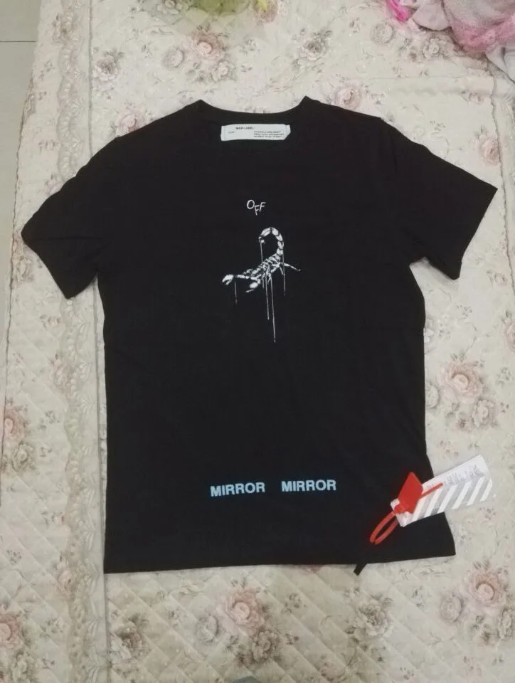 2017ss Summer Style Off White X Mirror Men Unisex T shirt Scorpion Printed Women Men T