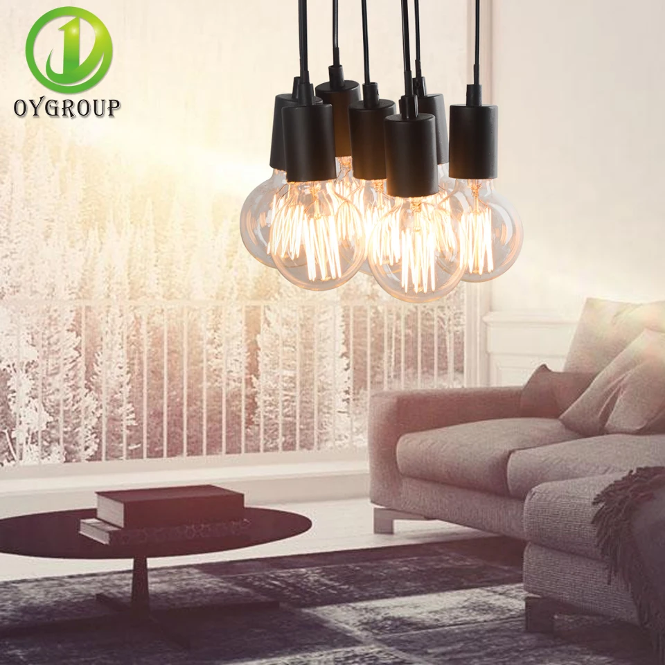 Железная черная потолочная лампа OYGROUP 7 насадок Потолочный подвесной светильник