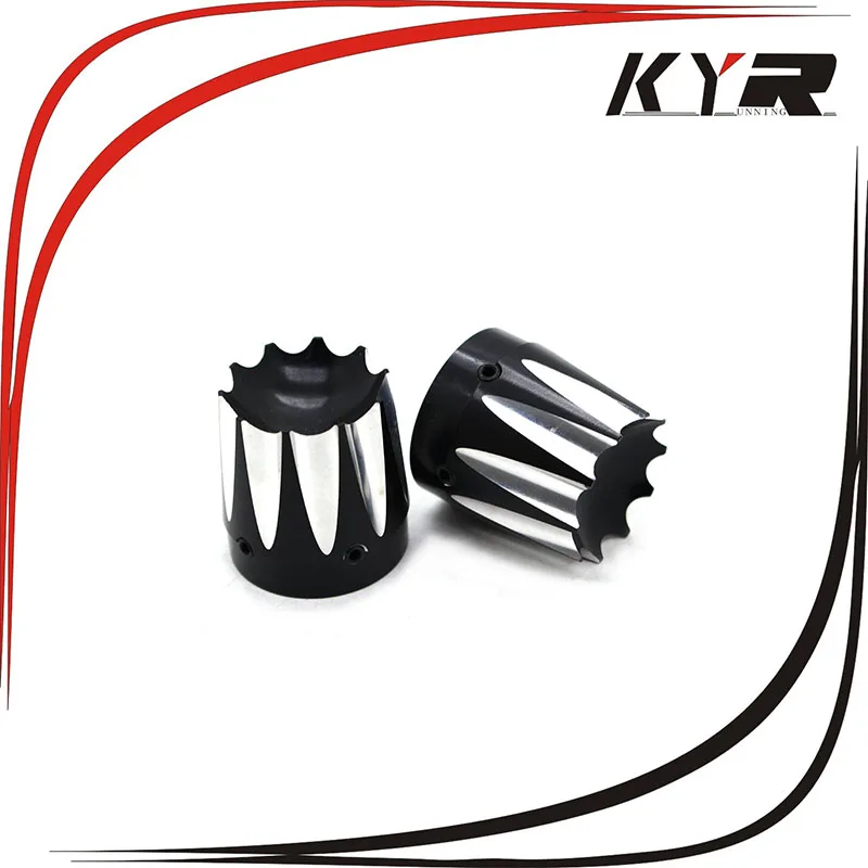 Motorcycle Front Axle Nut Covers Black CNC Aluminum Excalibur For