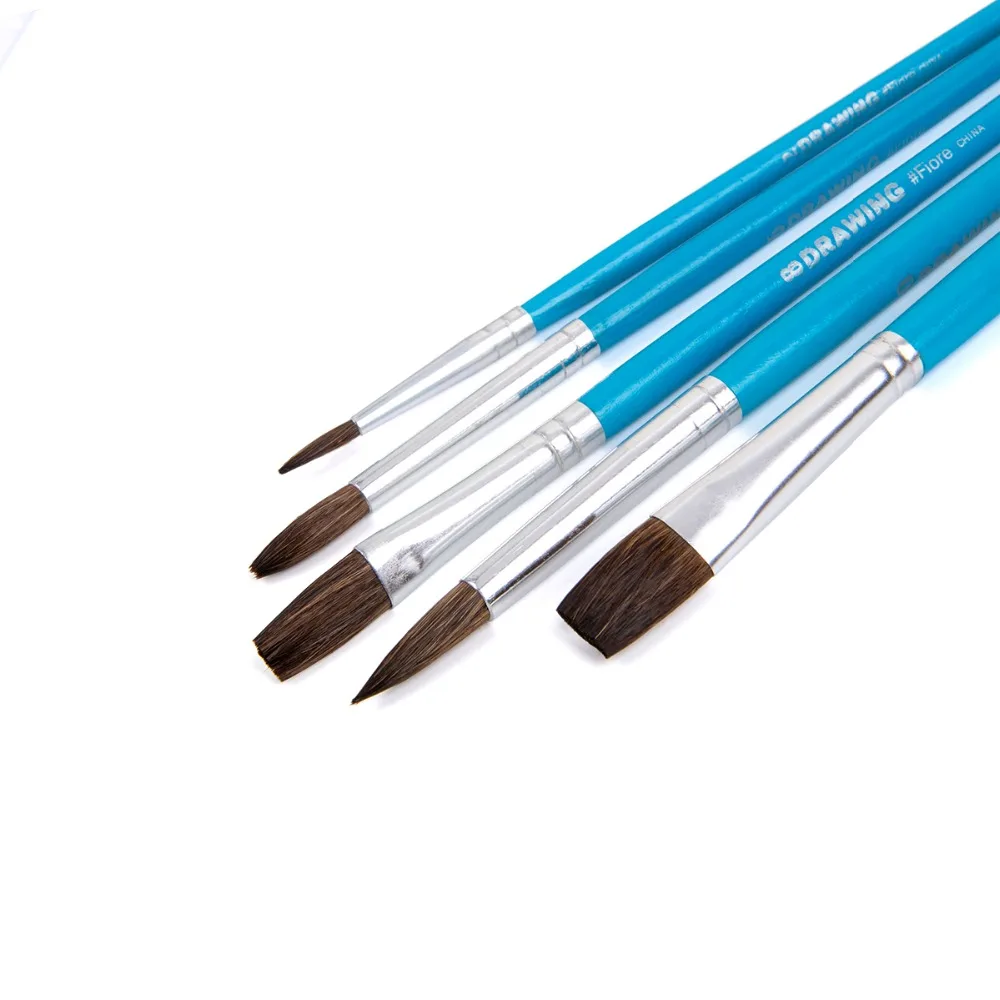 Bianyo 5Pcs Kids Student Watercolor Brush Gouache Painting Brush Horse