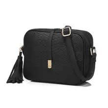 Модная женская сумка на плечо с ромбами и тиснением, женские кожаные сумки для отдыха, черная сумка с кисточками