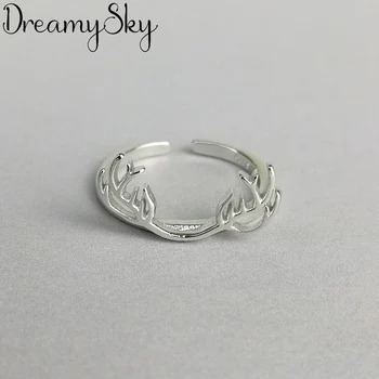 

Bohemian Fashion 925 Sterling Silver Deer Antlers Rings For Girls S925 Antique Ring Luxury Jewelry Women Wedding Party Gifts