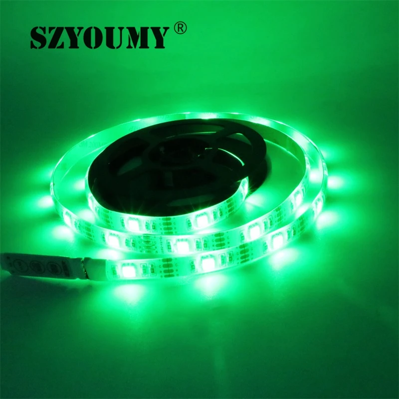 SZYOUMY 100 200 см батарея Светодиодная лента RGB 5050 SMD 30 60 светодиодный s водостойкий гибкий ремешок свет + пульт дистанционного управления +