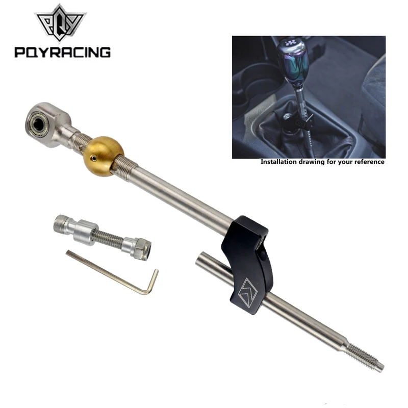 

PQY - 4 inch/102mm Adjustable Height Extend Dual Bend Short Shifter 10*1.5mm For 88-00 Honda Civic CRX Acura Intergra PQY5465BK