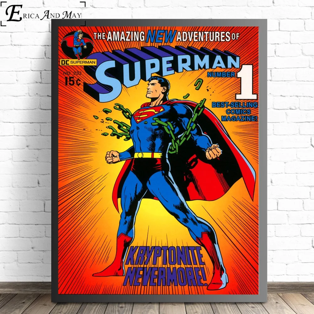 Винтаж Супермен комикс фильм хлопок холст Художественная живопись плакаты и принты настенные картины для гостиной домашний Декор без рамки