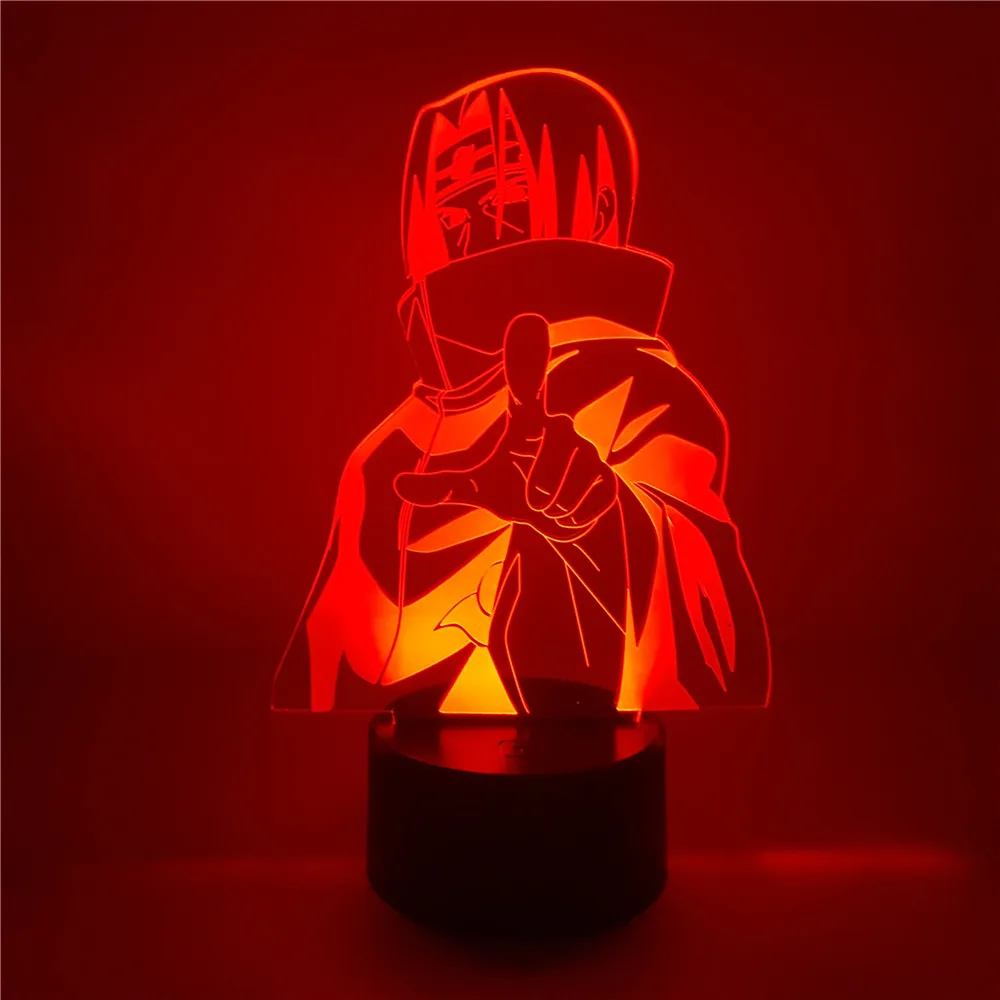 Героя аниме «Наруто» Учиха Итачи рисунок светодиодный 3D Ночной светильник 7 видов цветов Изменение с контроллером светодиодный настольная лампа украшение дома подарок для детей Lampara