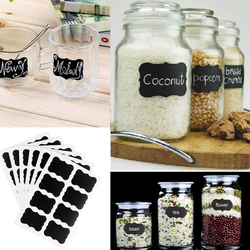 

36Pcs Chalk Pen Chalkboard Sticker Labels Decorative Vinyl Kitchen Mirror Wall Stickers Decoration Wall Decals for Kitchen Walls