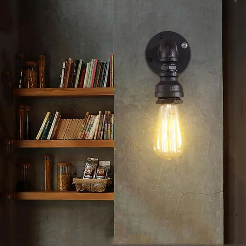 Steam punk Loft Industry wind iron Water pipe retro wall lamp bra Vintage E27 sconce wall lights porch bedroom bar cafe lamp