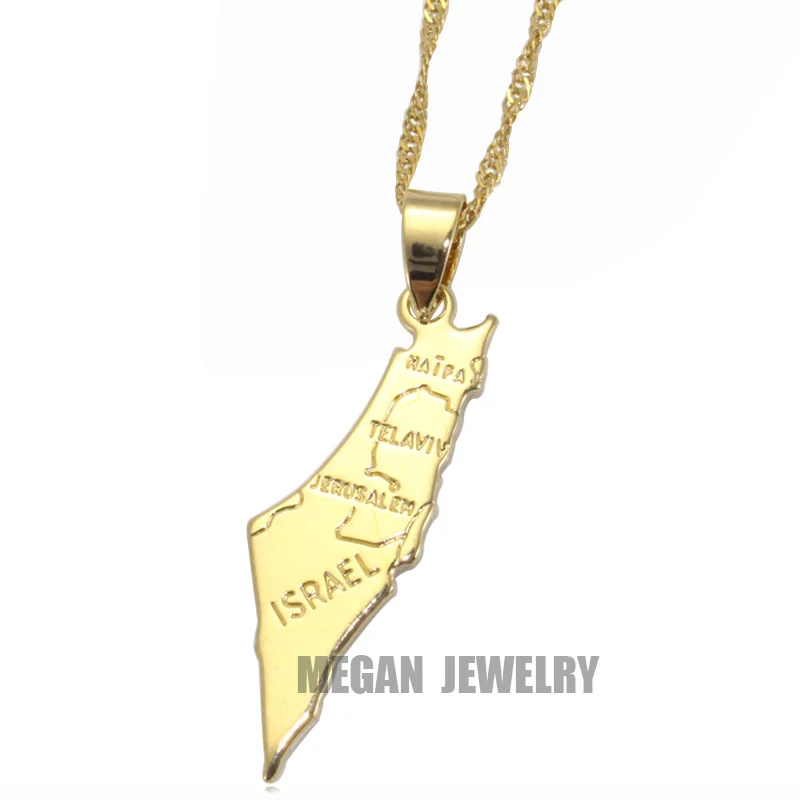 Israel map pendant & necklace for women & men, country map Israel map