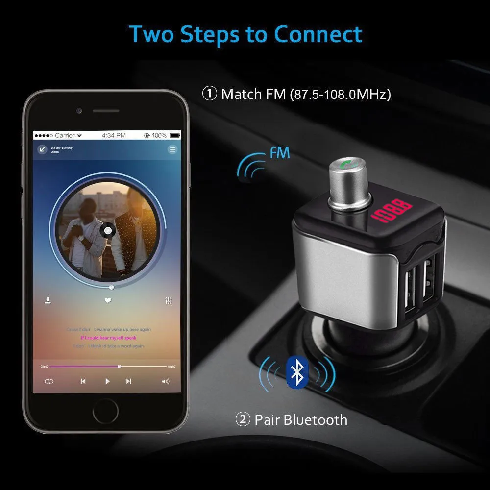 Автомобильный USB Mp3 Bluetooth радиочастотный передатчик беспроводной аудиоплеер автомобильный комплект Hands-free FM модулятор Dual USB Автомобильное Зарядное устройство