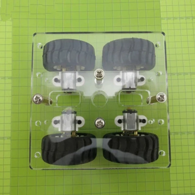Best Offers Mini DIY Acrylic N20 Smart Car Chassis Transparency 4WD Two Layer RC Robot DIY Kit N20 Motor 90*90mm Wheels 