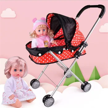 

55 cm Baby Doll Trolley Large Iron Cart Toy And 20cm Doll Birthday Present Playhouse Toy Baby Gift Accessories