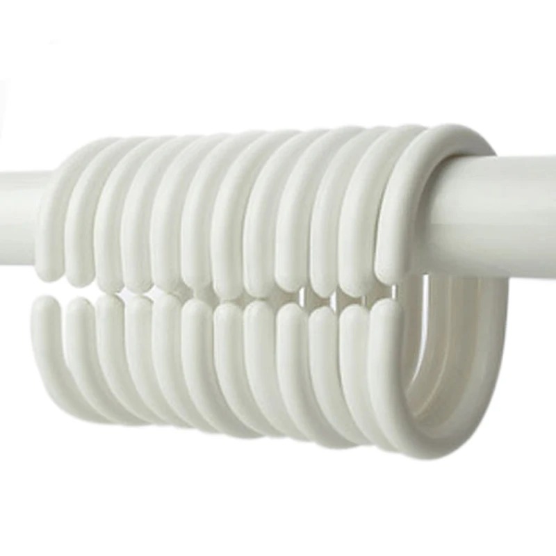 

2016 12pcs Plastic White Shower Curtian Hooks Bathroom Glide Ring Curtain Shower Rings Plastic Ring Bath Drape Loop Clasp