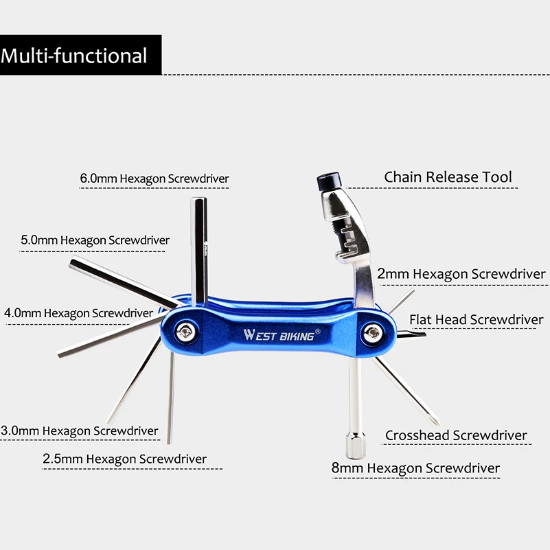 WEST BIKING 10 в 1 Многофункциональный набор инструментов для ремонта велосипеда инструмент для велосипеда шестигранные ключи отвертка Набор инструментов для ремонта велосипеда