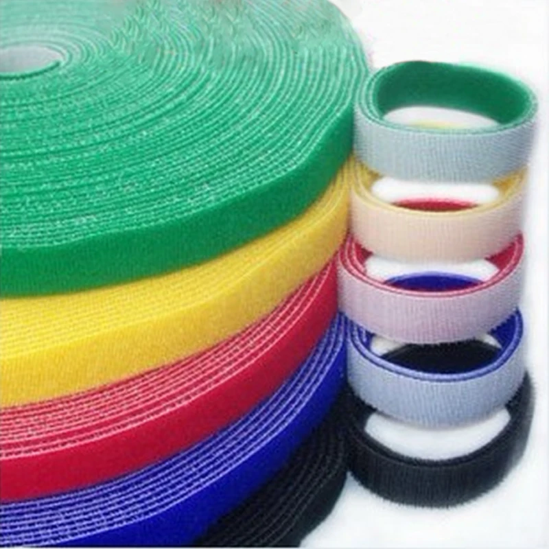 Double Sided Hook and Loop Tape Fastener Cable Ties Strap 1cm(W)*25m(L