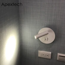 Apextech светодиодный настенный светильник в современном стиле, настенный ночной Светильник для спальни, вращающийся на 360 градусов прикроватный светильник для чтения для AC85-265V в отеле