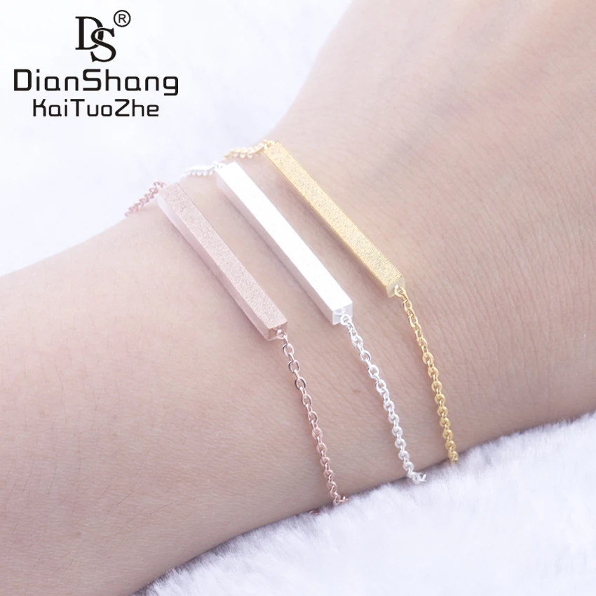 DIANSHANGKAITUOZHE 10Pcs Lot Blank Bar Charms 3cm Bracelets Bangles