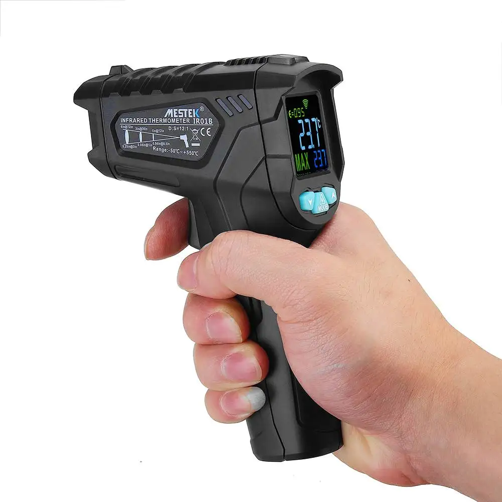 MESTEK IR01B Digital Thermometer-50C-550C Infrared Thermometer Hygrometer Color Screen VA Return Screen Temperature Pyrometer