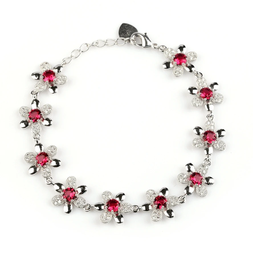 

SHUNXUNZE The new product Noble Generous Red Cubic Zirconia Bracelets Silver Plated R3269 Beautiful best sell Explosion models