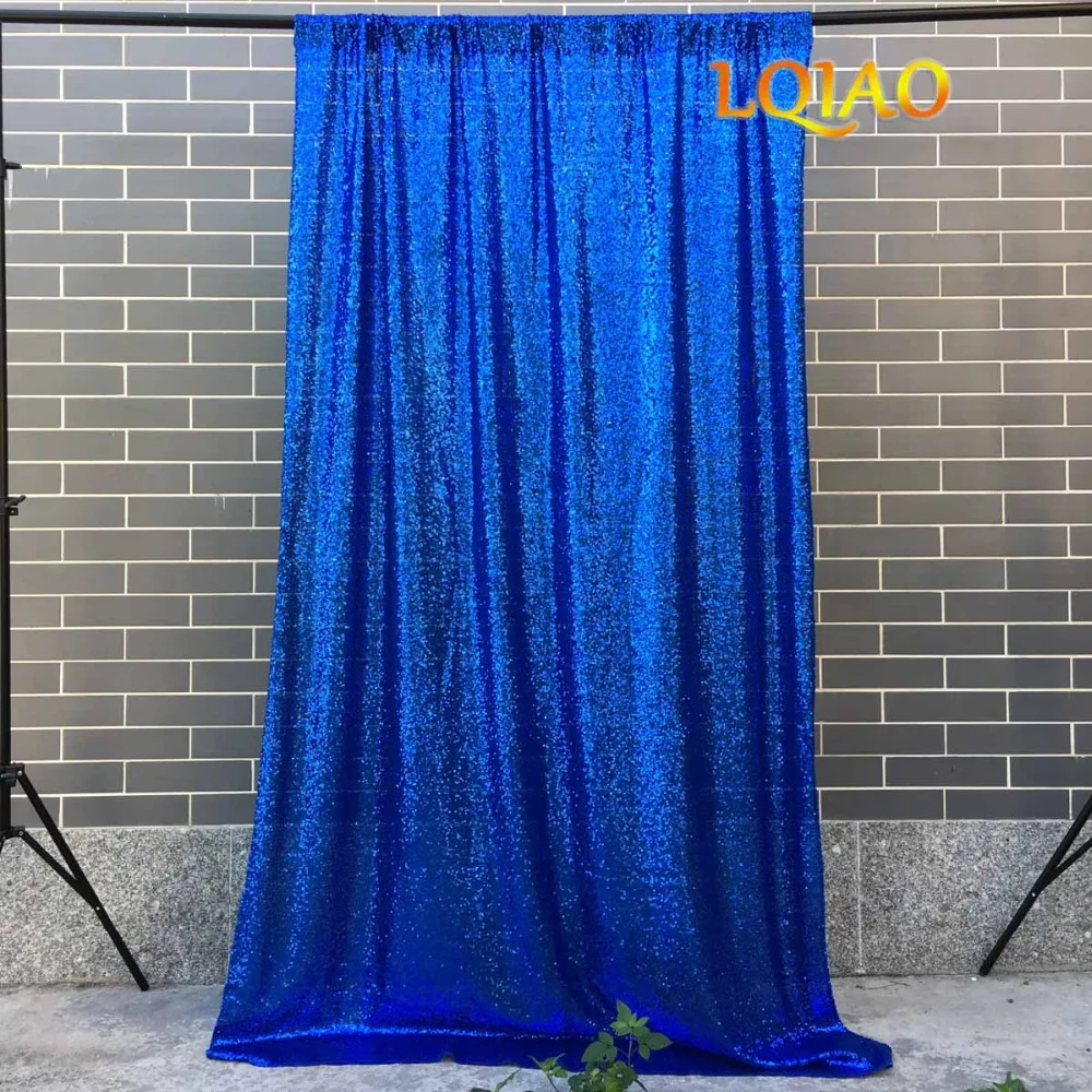 

LQIAO Royal Blue Sequin Backdrop Curtain 4x10ft Sparkly Sequin Fabric Photo Booth Curtain Wedding Birthday Party Decoration