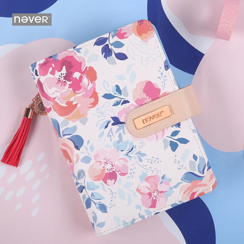 Кожаный спиральный блокнот с надписью Never Flower еженедельник органайзер а6