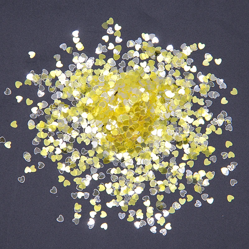 heart yellow 3mm Темно-розовый синий микс блесток пайеток 3 мм ультра тонкий блестящая Звезда ПВХ свободные блестки ремесло DIY маникюр Дизайн ногтей украшения 20 г - Цвет: heart yellow 3mm