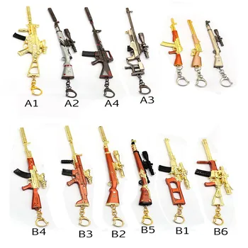 

HSIC 17cm Game Playerunknown Battle Fields 3D Keychain SCAR-L UMP9 PUBG Metal Pendant Keychain Funny Gun Armor porte clef