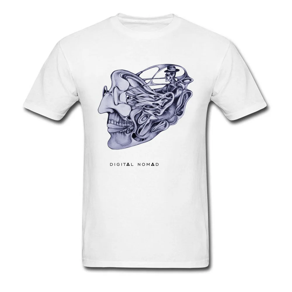 Brand DigitalnomadCoder Summer T-shirts O-Neck 100% Cotton Men Tops Tees Short Sleeve NEW YEAR DAY Summer Tee Shirt DigitalnomadCoder white
