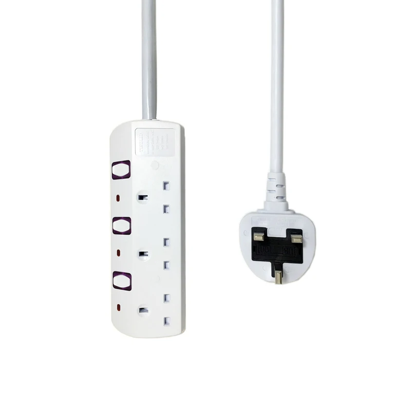 

New arrival Original Power Socket Strip 3 Sockets port Big Plug Extension Patch Board for Home Office Global 3250W/13A 2m