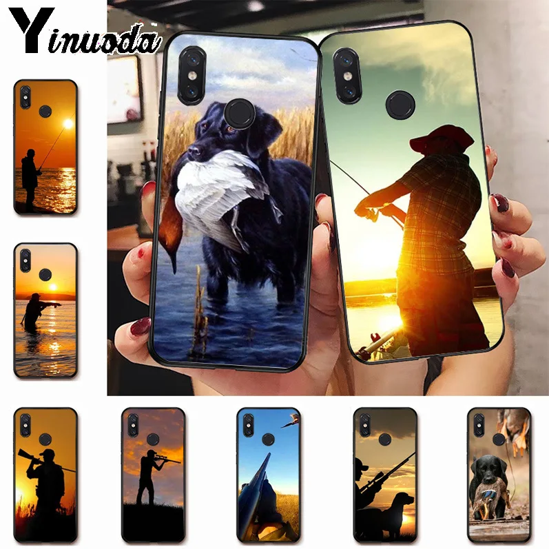 

Ynuoda Hunting dog and fishing man Unique Luxury soft Silicone case for xiaomi mi 8se 6 note2 note3 redmi 5 plus note5 cover